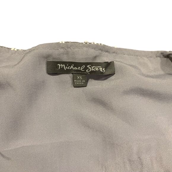 Michael Stars Womens Silver Gray Sleeveless Silk Sequin Gathered Hem Top XS - Picture 2 of 8